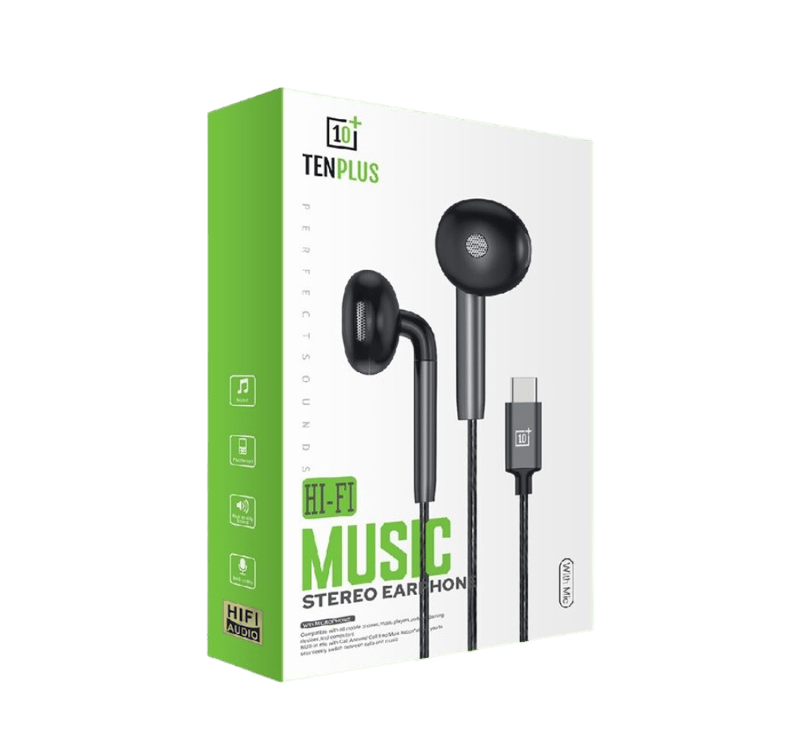 سماعة سلكية صوت Hi-Fi بموصل Type C من +10 TENPLUS