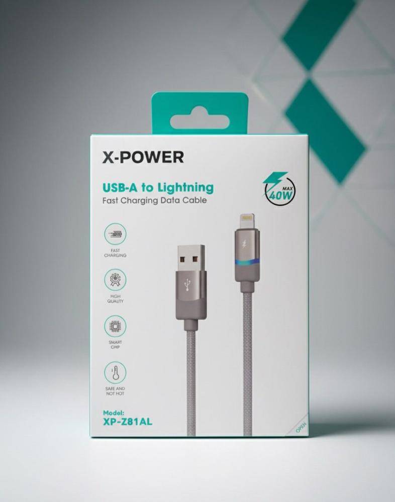 كيبل قماش XP-Z81AL X-POWER IP-USB 40W