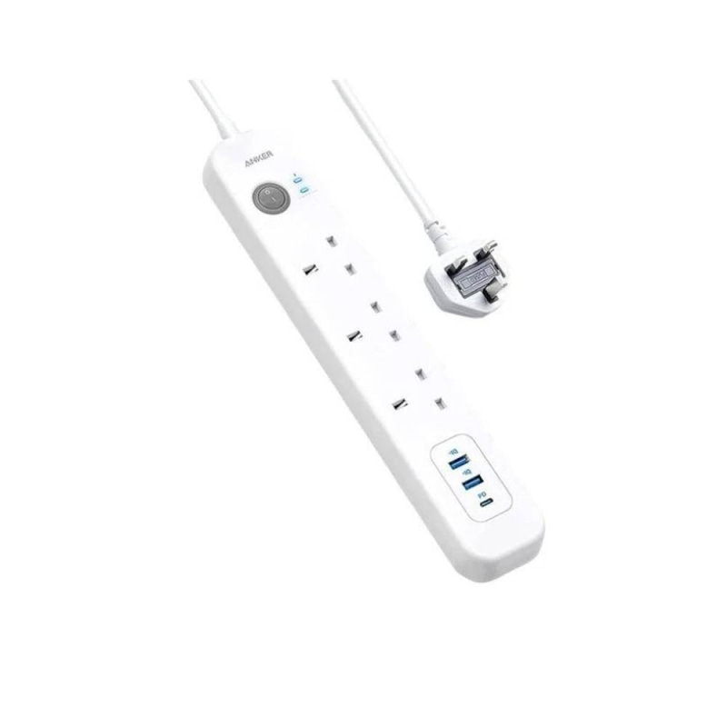 توصيلة Anker ثلاثة منافذ طاقة ومنفذين USB ومنفذ PD بقوة 30W