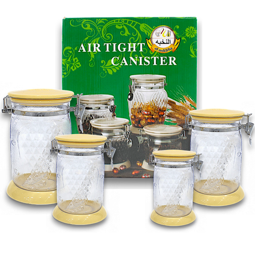 Alnokhba 4-Piece Airtight Glass Canister Set – Premium Kitchen Storage Jars