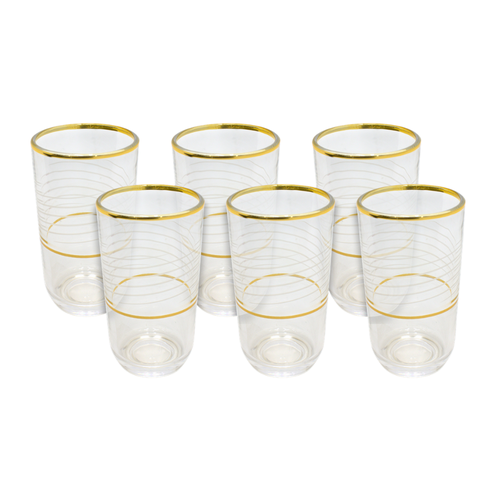 Alnokhba Almumayaza Luxury Gold-Rimmed Water Glass Set (6 Pieces)