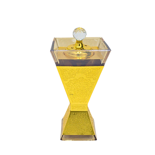 Alnokhba Luxury Crystal & Gold Square Bakhoor Burner – Modern Geometric Mabkhara