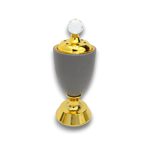 Alnokhba Almumayaza Luxury Grey & Gold Trophy Bakhoor Burner with Crystal Top