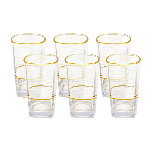 Alnokhba Almumayaza Luxury 6-Piece Gold-Rimmed Water Glass Set – 250ml