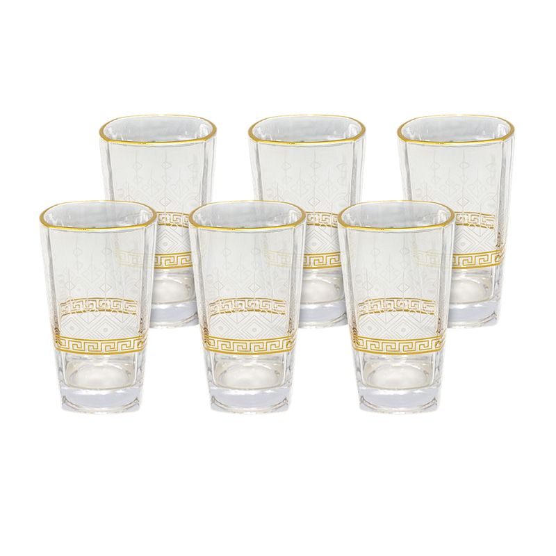 Alnokhba Almumayaza Luxury 6-Piece Gold-Rimmed Water Glass Set – 250ml