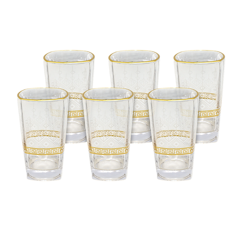 Alnokhba Almumayaza Luxury 6-Piece Gold-Rimmed Water Glass Set – 250ml