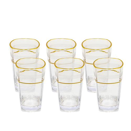 Alnokhba Almumayaza Luxury 6-Piece Gold-Rimmed Water Glass Set – 250ml
