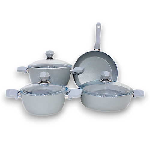 7 PCs Grey Ceramic Cookware Sets