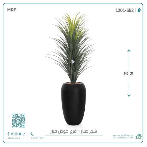  صبار اصطناعي كبير بمركن فيبر بيضاوى 