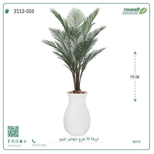 شجر أريكا صناعية ( ارتفاع 175 سم ) حوض فيبر