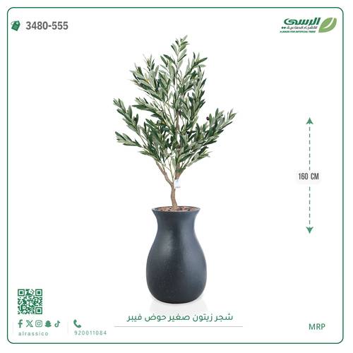 شجرة زيتون اصطناعية ( ارتفاع 160 سم ) حوض فيبر