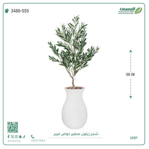 شجرة زيتون اصطناعية ( ارتفاع 160 سم ) حوض فيبر