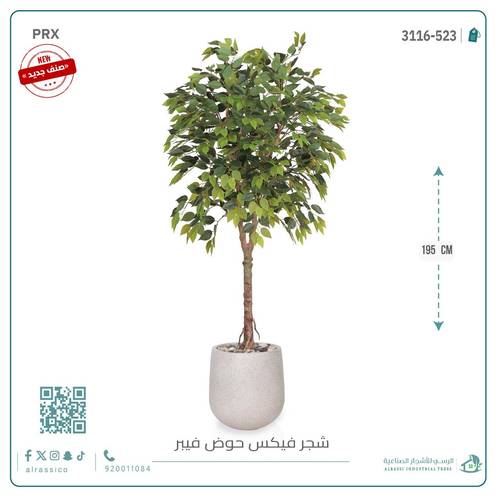شجرة فيكس صناعيبارتفاع (195) بمركن فيبر