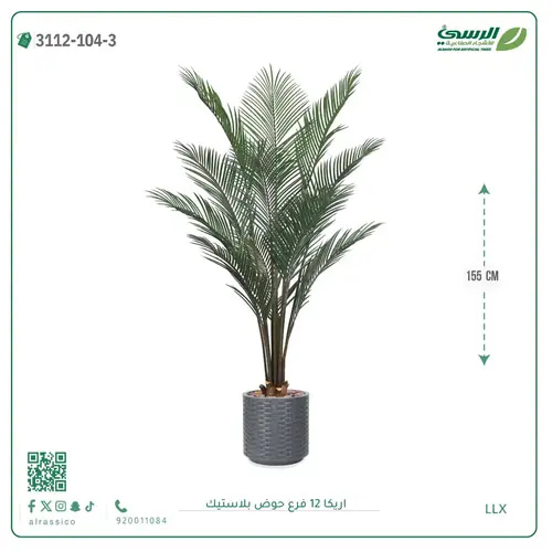 شجرة اريكا صناعية ( ارتفاع 155 سم ) حوض بلاستيك