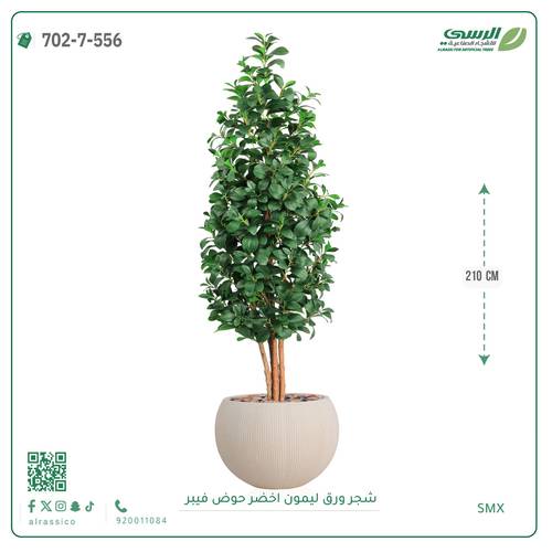 شجرة ليمون اصطناعية ( ارتفاع 210 سم ) حوض فايبر