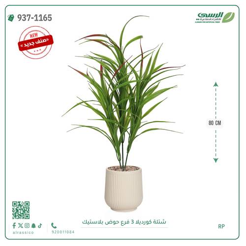 شجر كورديلا صناعية ( ارتفاع 80 سم ) حوض بلاستك