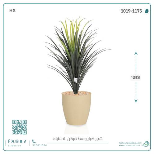 شجرة صبار اصطناعى بمركن بلاستيك اسطوانى