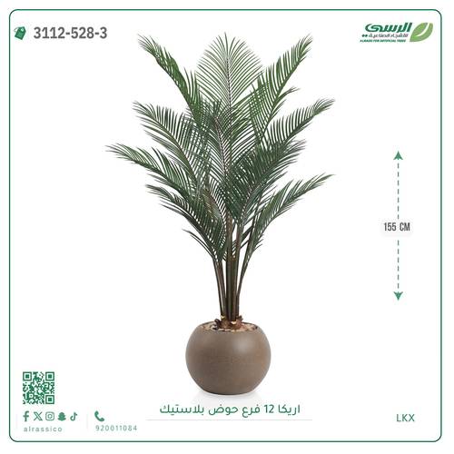 شجر أريكا صناعية ( ارتفاع 155 سم ) حوض بلاستيك