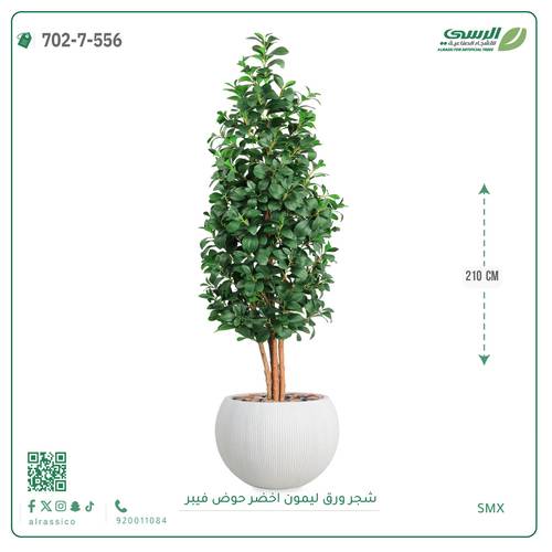 شجرة ليمون اصطناعية ( ارتفاع 210 سم ) حوض فايبر