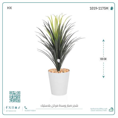 شجرة صبار اصطناعى بمركن بلاستيك اسطوانى