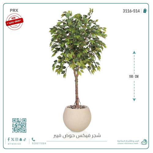 شجرة فيكس صناعية بحوض فيبر