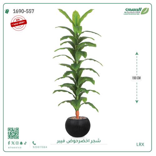 شجر أخضر صناعي ( ارتفاع 190 سم ) حوض فيبر