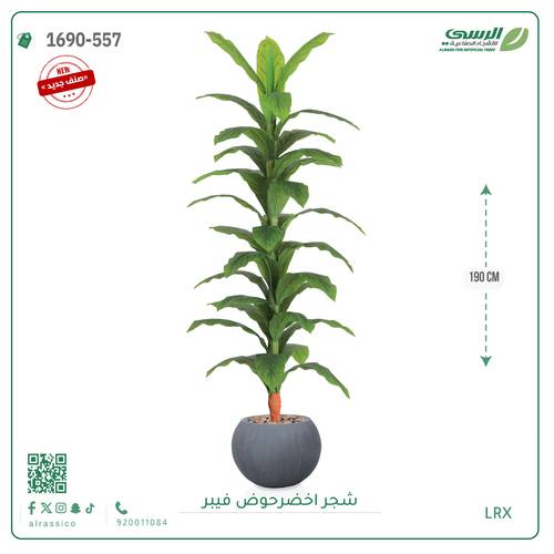 شجر أخضر صناعي ( ارتفاع 190 سم ) حوض فيبر