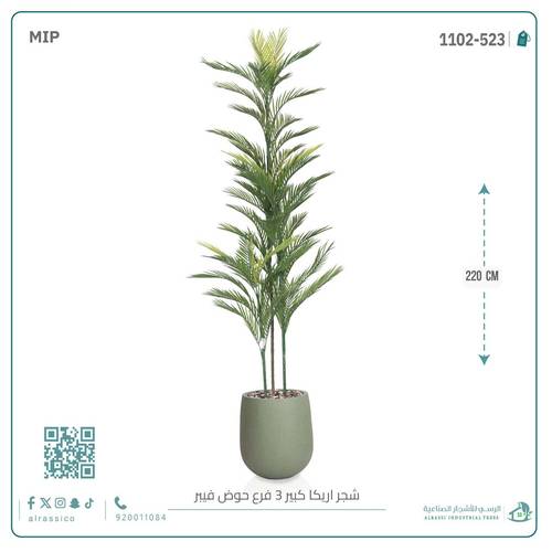 شجرة أريكا اصطناعية (3 فرع) بمركن فيبر أسطواني