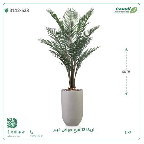 شجر أريكا صناعية ( ارتفاع 175 سم ) حوض فيبر