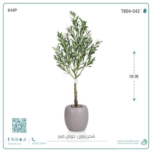 شجره زيتون اصطناعية بمركن فيبر اسطوانى صغير 
