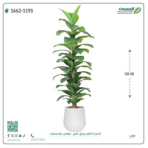 شجر مونستيرا صناعي ( ارتفاع 230 سم ) حوض بلاستيك