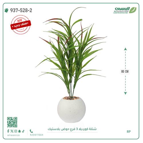 شجر كورديلا صناعية ( ارتفاع 80 سم ) حوض بلاستك