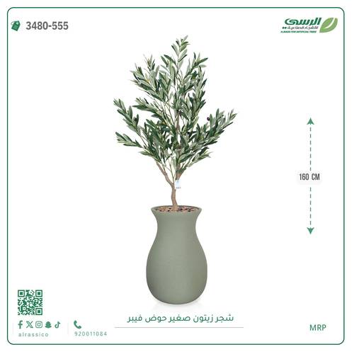 شجرة زيتون اصطناعية ( ارتفاع 160 سم ) حوض فيبر