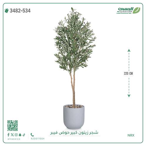 شجرة زيتون صناعية ( ارتفاع 220 سم ) حوض فيبر