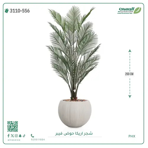 شجرة اريكا صناعية ( ارتفاع 200 سم ) حوض فيبر