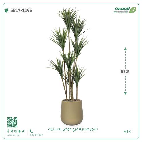 شجر صبار صناعية ( ارتفاع 180 سم ) حوض بلاستيك