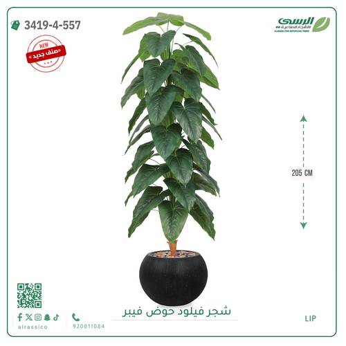 شجرة فيلود صناعية ( ارتفاع 205 سم ) حوض فيبر دائري