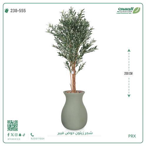 شجرة زيتون صناعية ( ارتفاع 200 سم ) حوض فيبر