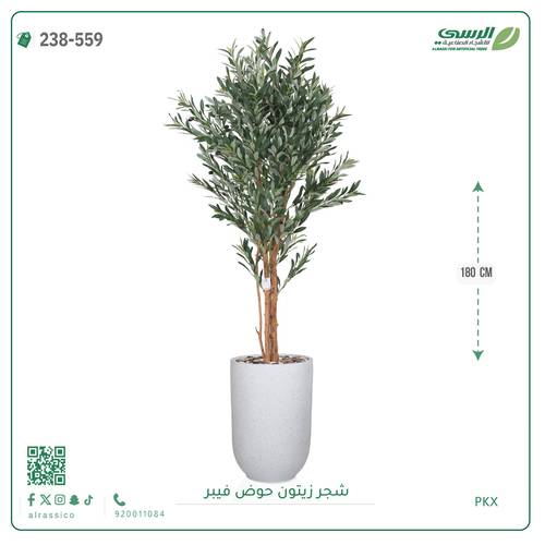 شجرة زيتون صناعية ( ارتفاع 180 سم ) حوض فيبر
