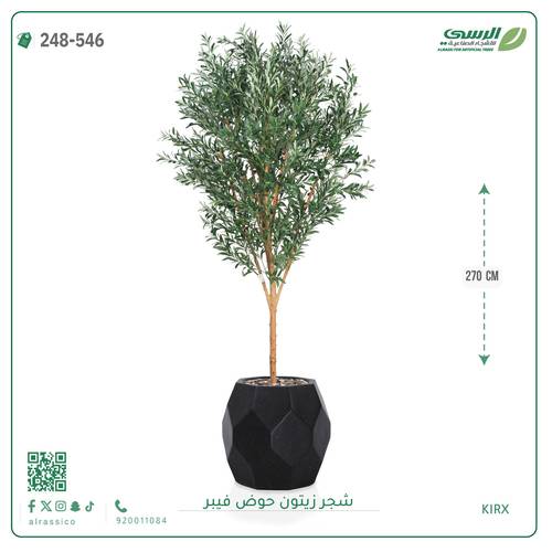 شجرة زيتون صناعية ( ارتفاع 240 سم ) حوض فيبر