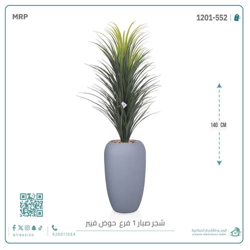  صبار اصطناعي كبير بمركن فيبر بيضاوى 