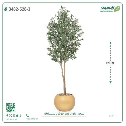 شجرة زيتون صناعية ( ارتفاع 220 سم ) حوض بلاستك