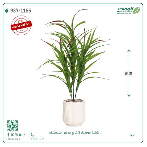 شجر كورديلا صناعية ( ارتفاع 80 سم ) حوض بلاستك