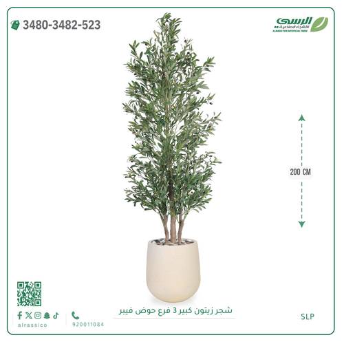 شجرة زيتون صناعية ( ارتفاع 200 سم ) حوض فيبر
