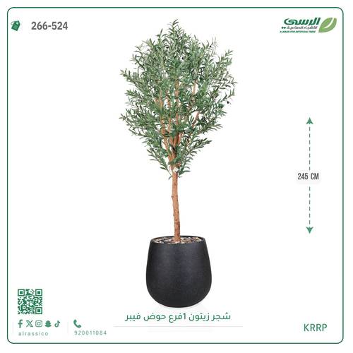 شجرة زيتون صناعية ( ارتفاع 245 سم ) حوض فيبر