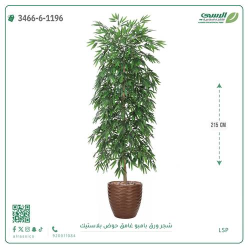 شجرة بامبو صناعية ( ارتفاع 215 سم ) حوض بلاستك