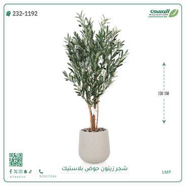 شجر زيتون صناعي ( ارتفاع 130 سم ) حوض بلاستيك