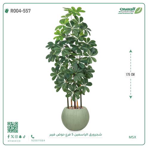 شجرة ورق ياسمين صناعية ( ارتفاع 175 سم ) حوض فيبر مقلم