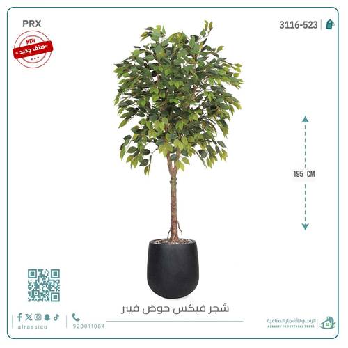 شجرة فيكس صناعيبارتفاع (195) بمركن فيبر