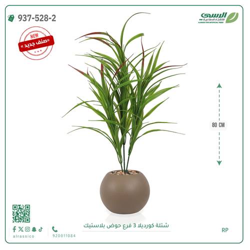شجر كورديلا صناعية ( ارتفاع 80 سم ) حوض بلاستك